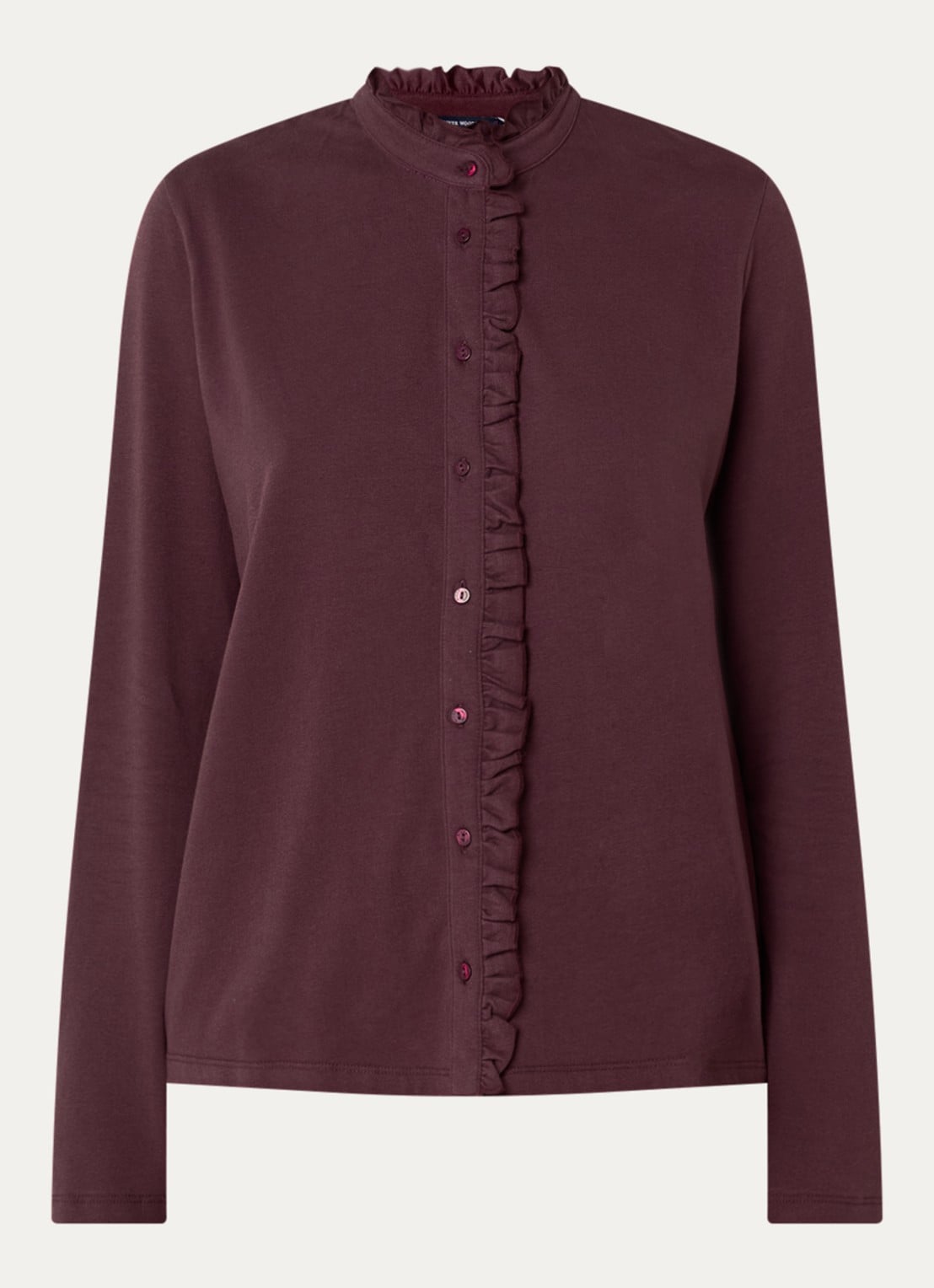 River Woods Blouse met opstaande kraag - voorkant bordeauxrood