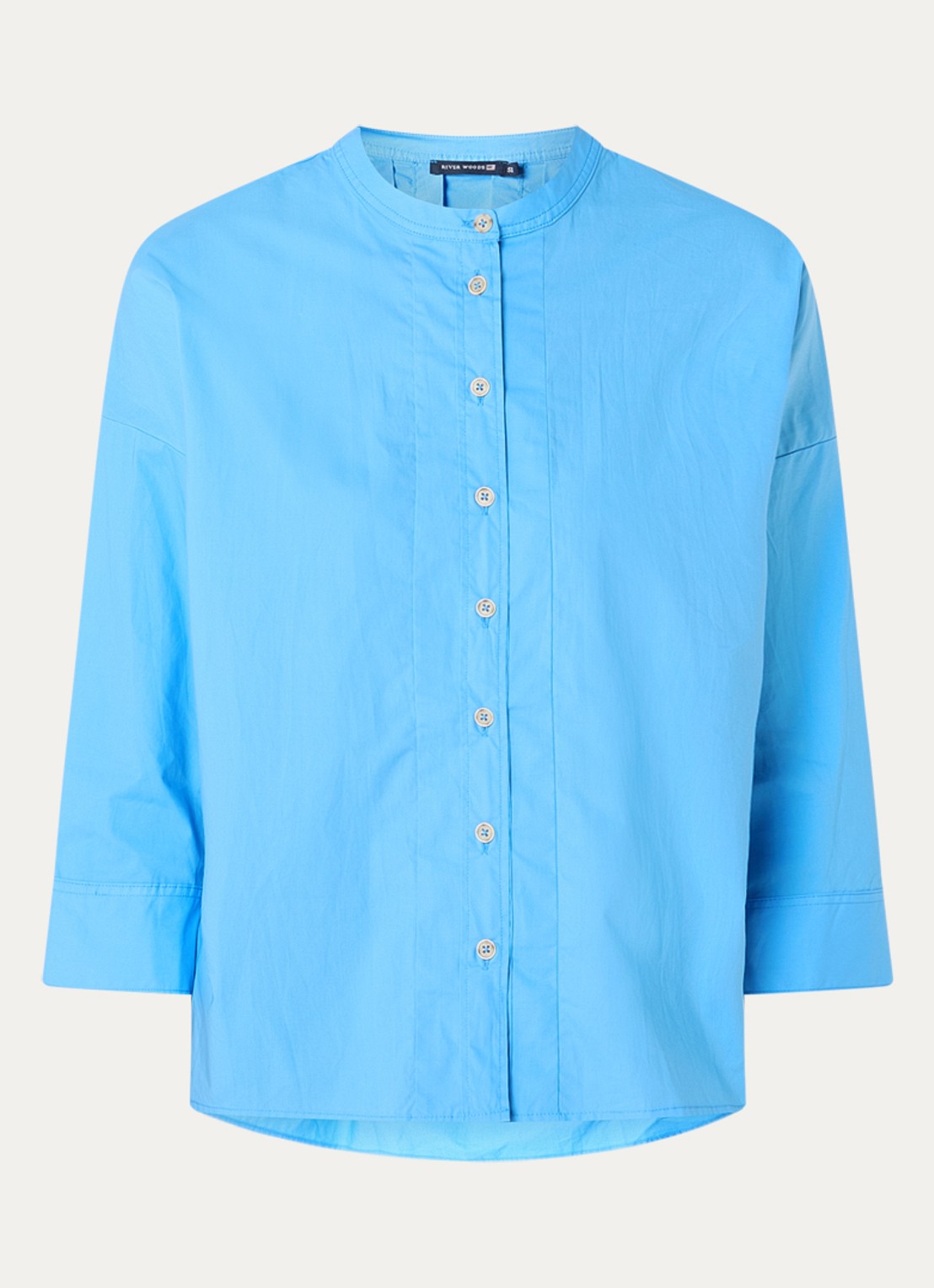 River Woods Blouse met plooidetail - voorkant 2 blauw