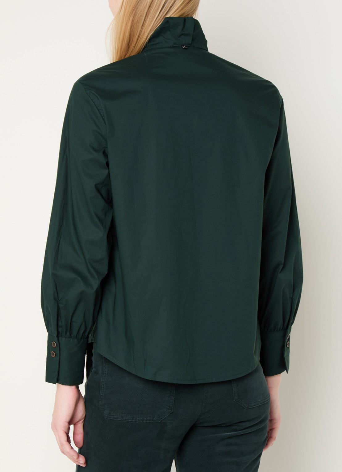 River Woods Blouse met plooidetail - achterkant 4 donkergroen