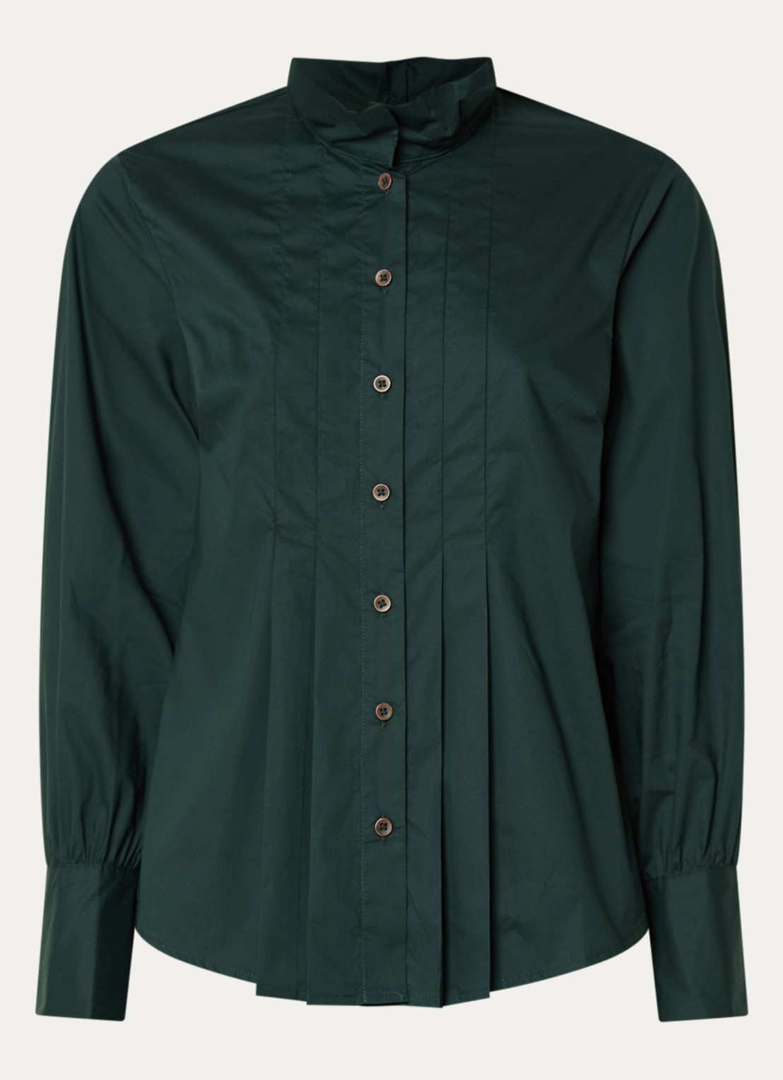 River Woods Blouse met plooidetail - voorkant donkergroen