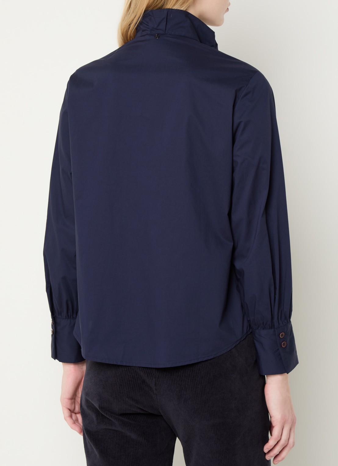 River Woods Blouse met plooidetail - achterkant 2 blauw