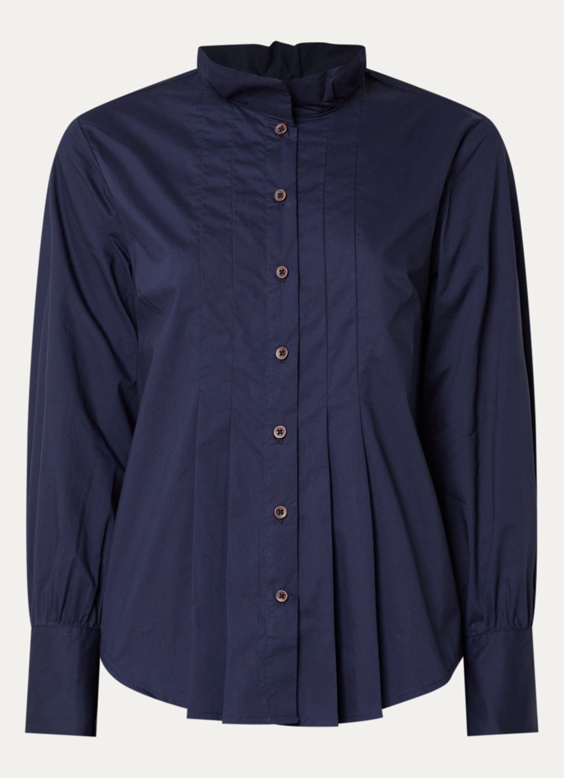 River Woods Blouse met plooidetail - voorkant 3 blauw