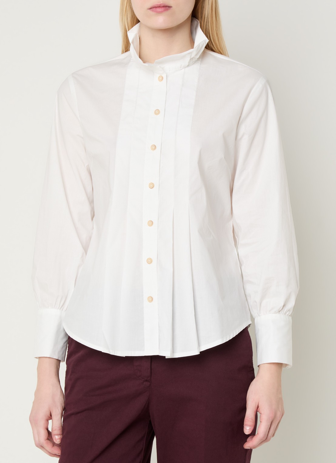 River Woods Blouse met plooidetail - detail gebroken wit