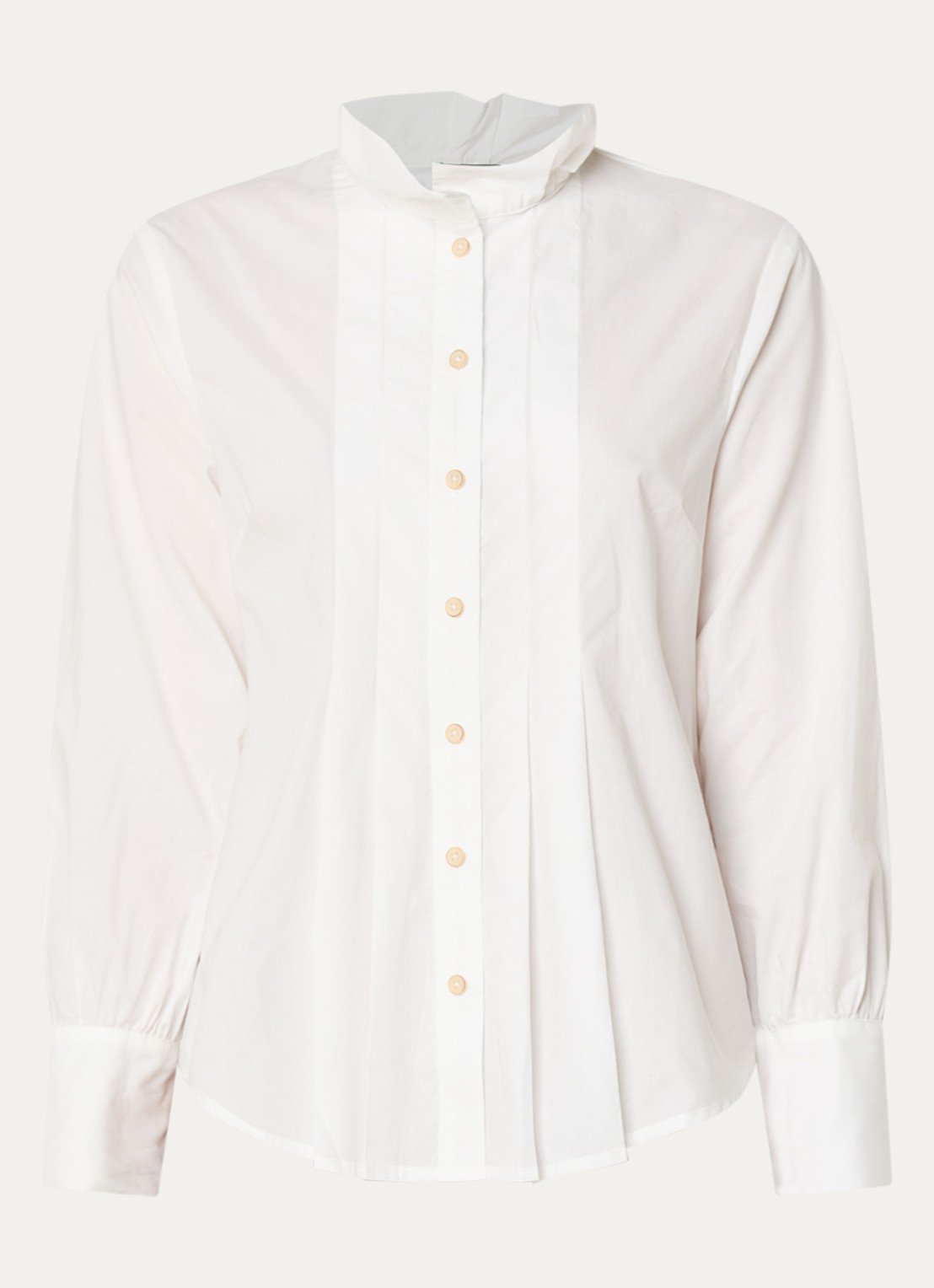 River Woods Blouse met plooidetail - voorkant 3 gebroken wit