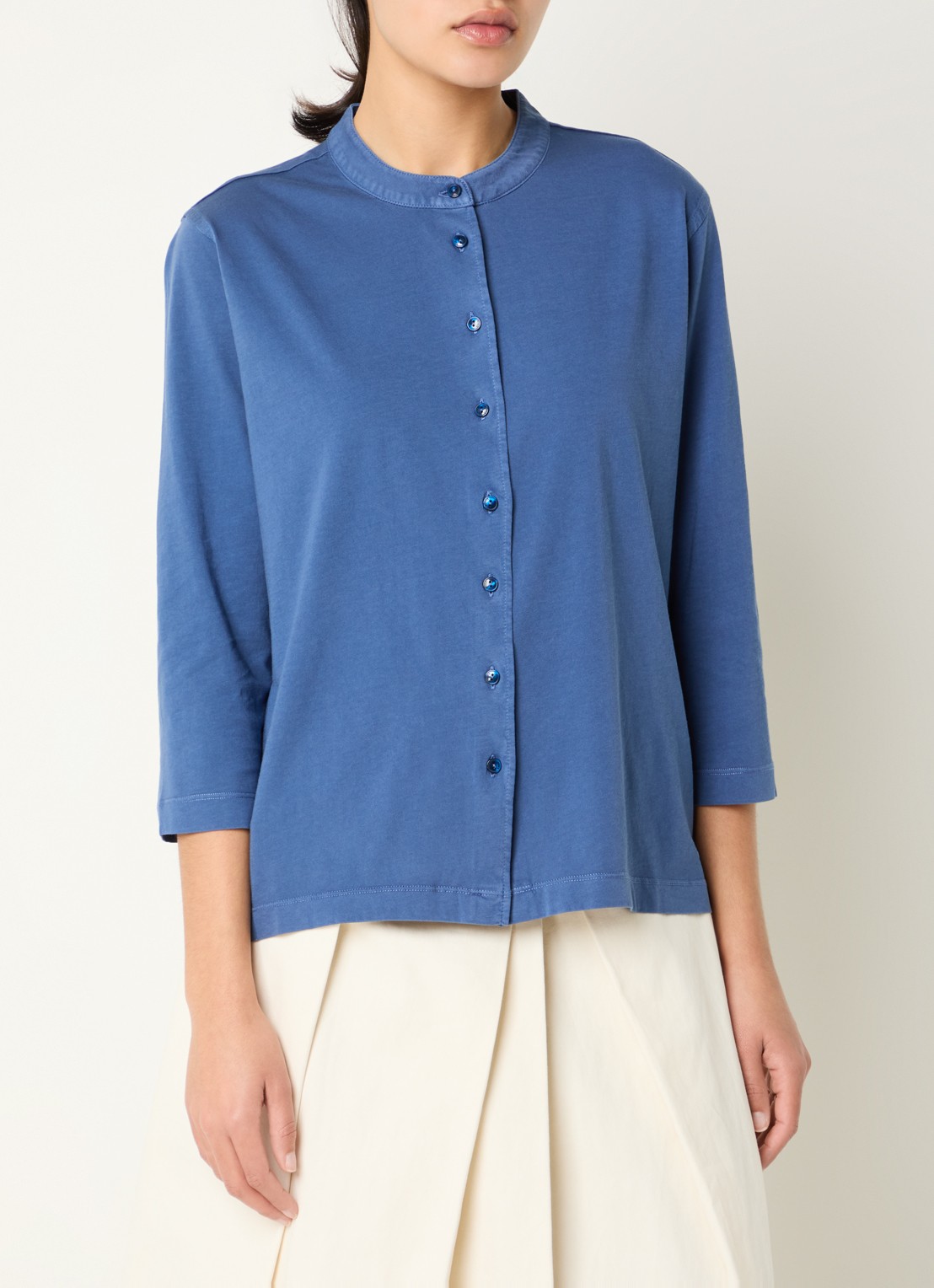 River Woods Blouse met ronde hals - detail indigo