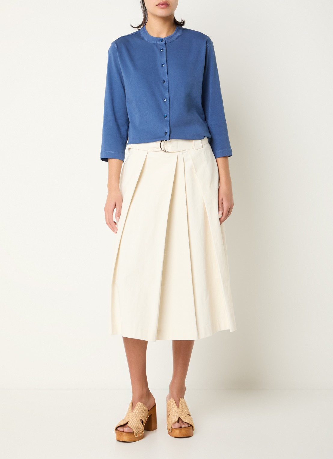 River Woods Blouse met ronde hals - voorkant 3 indigo