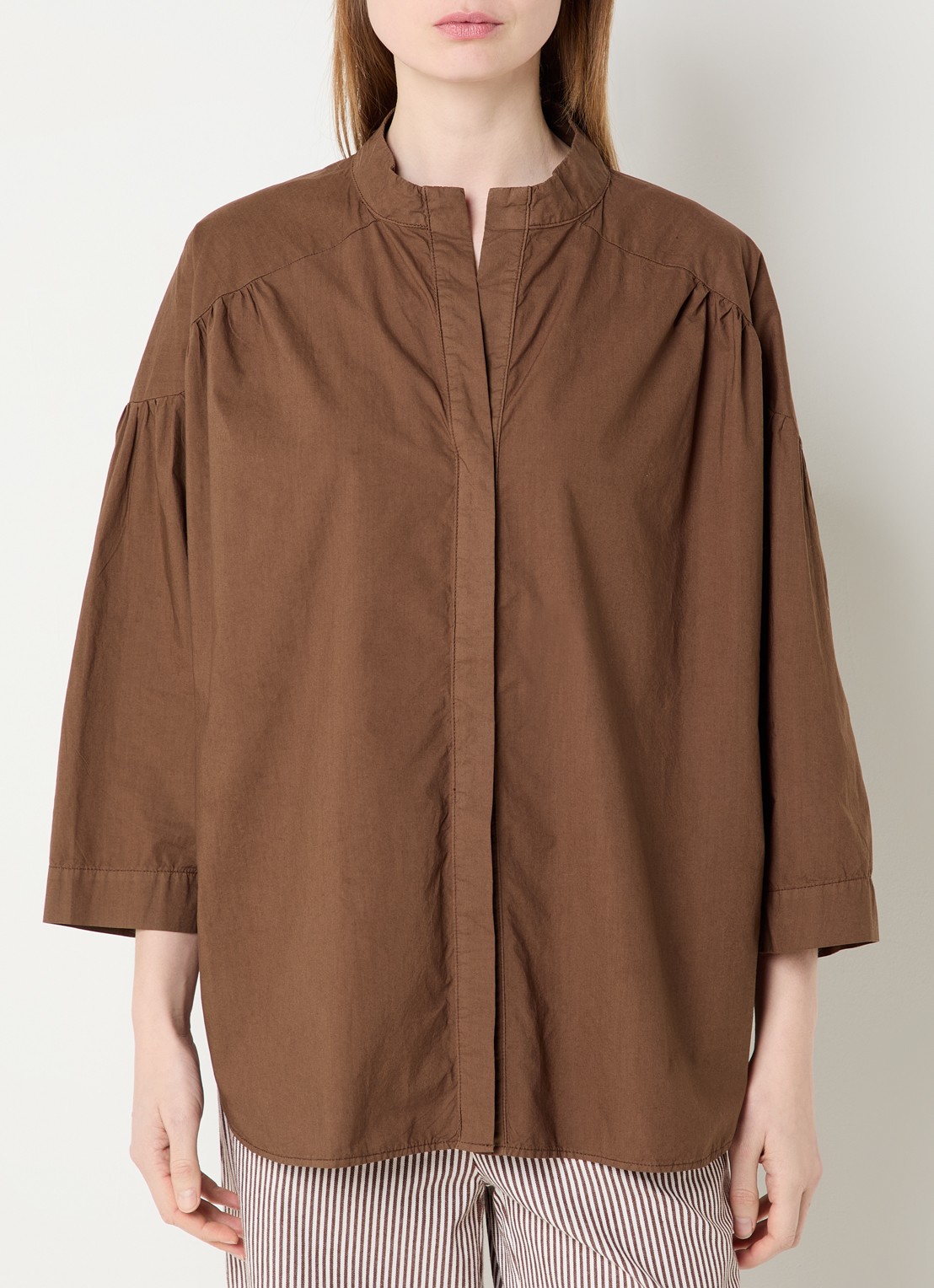 River Woods Blouse met ronde hals - detail 2 bruin