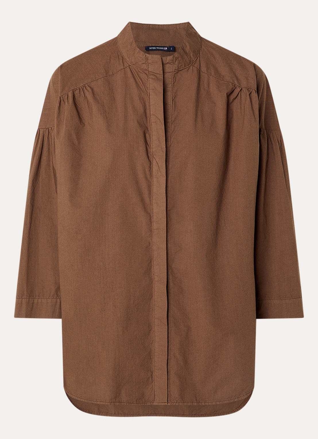 River Woods Blouse met ronde hals - voorkant 3 bruin