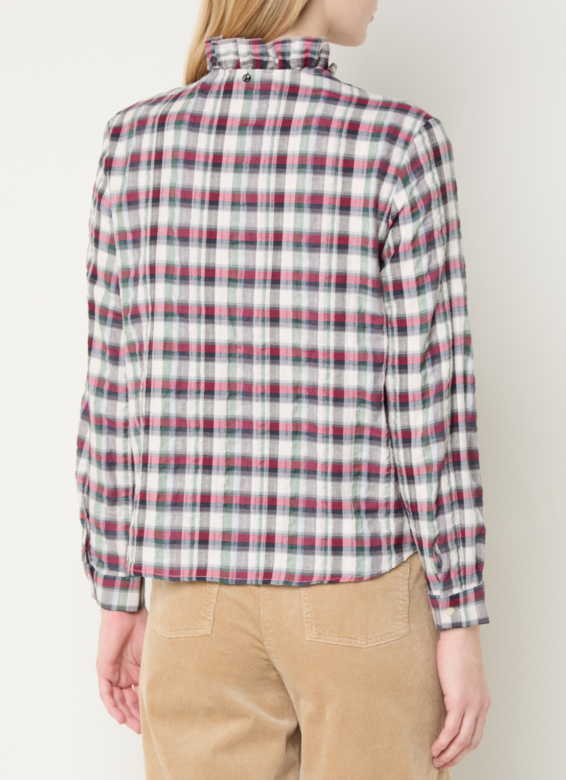 River Woods Blouse met ruitdessin en ruches - achterkant 4 rood