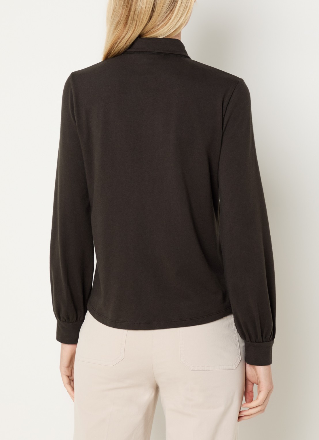 River Woods Blouse met sjaalkraag - achterkant 4 donkerbruin
