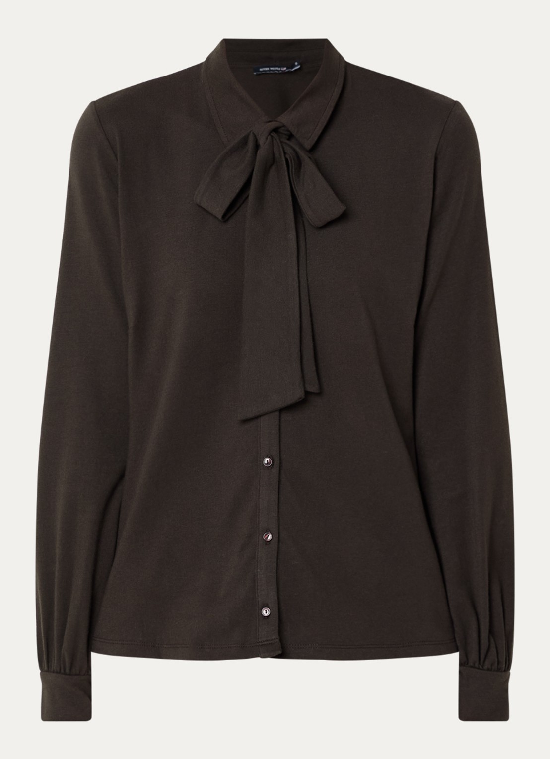 River Woods Blouse met sjaalkraag - voorkant donkerbruin