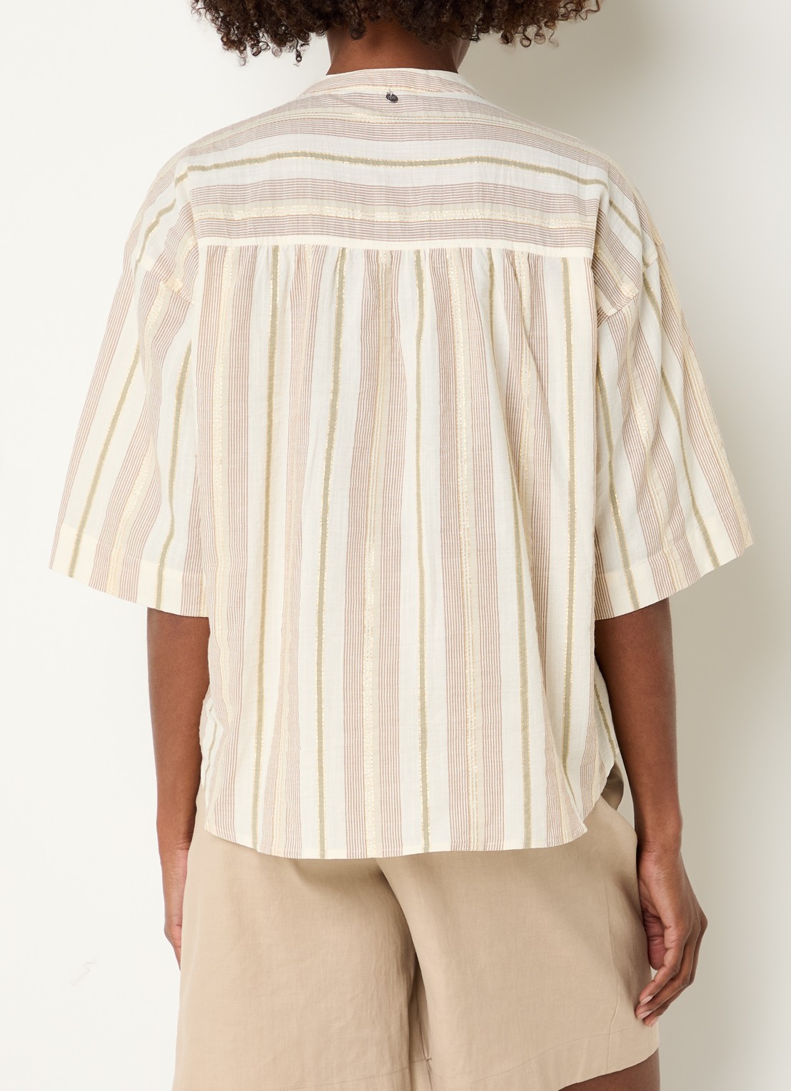 River Woods Blouse met streepprint en lurex - achterkant 3 beige