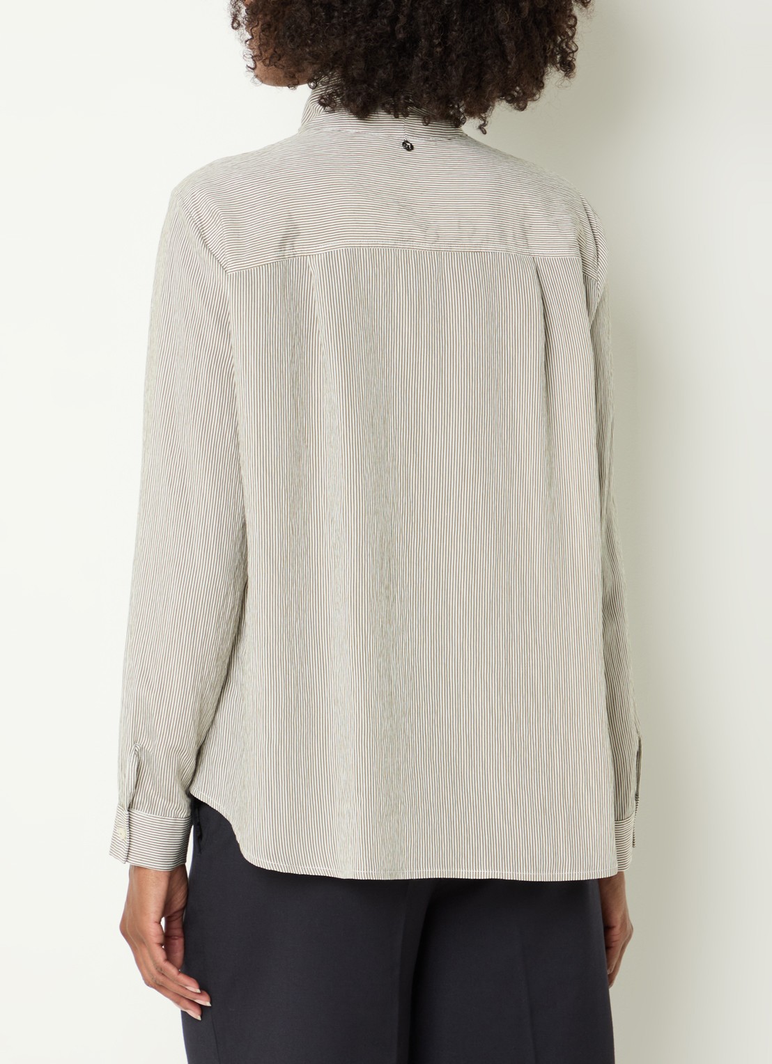 River Woods Blouse met streepprint en sjaalkraag - achterkant 4 gebroken wit