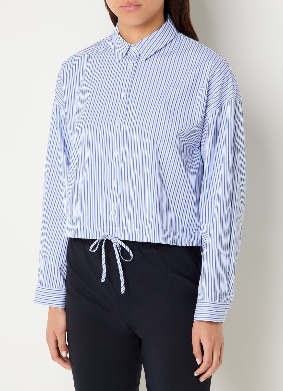 River Woods Blouse met streepprint en strikdetail - detail 2 indigo