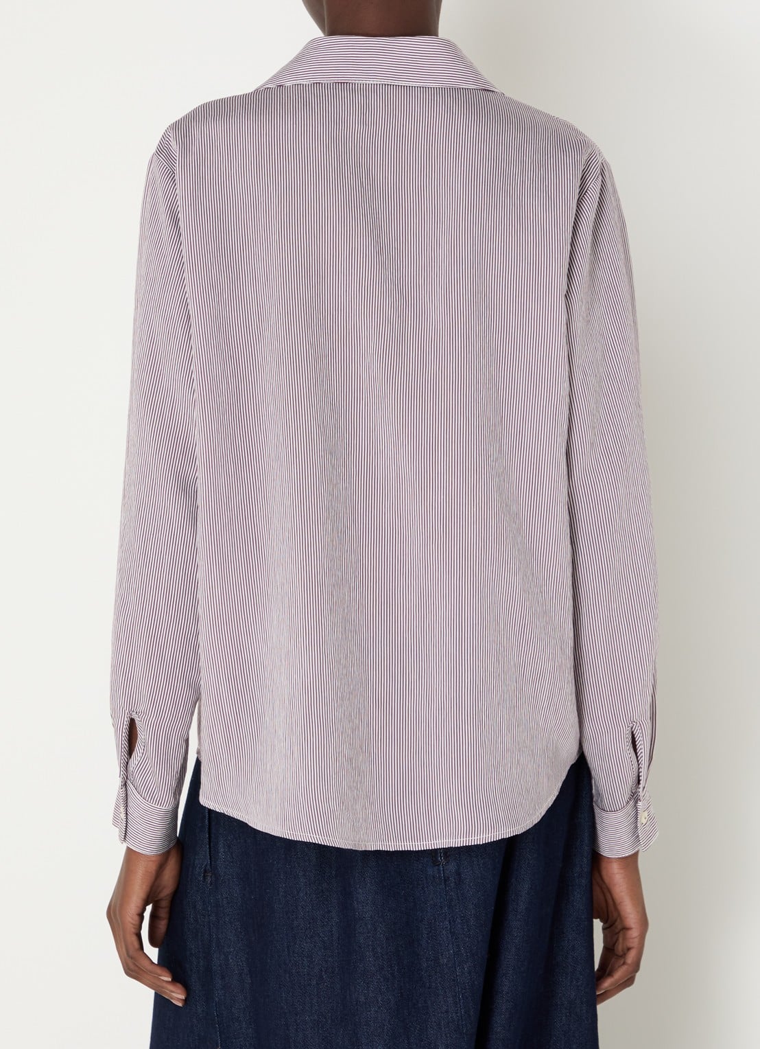 River Woods Blouse met streepprint en volant - achterkant 2 bordeauxrood