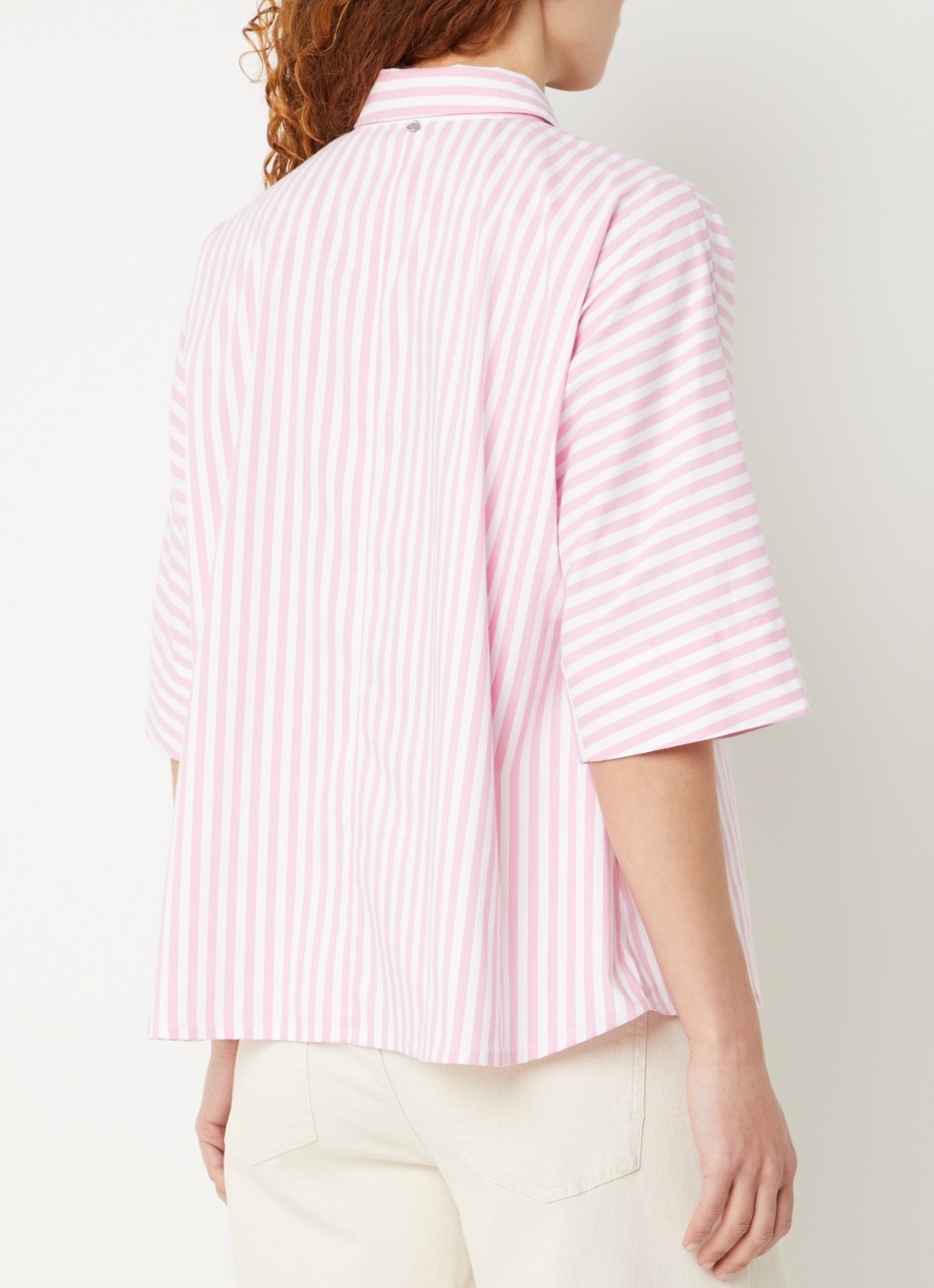 River Woods Blouse met streepprint - achterkant 2 lichtroze