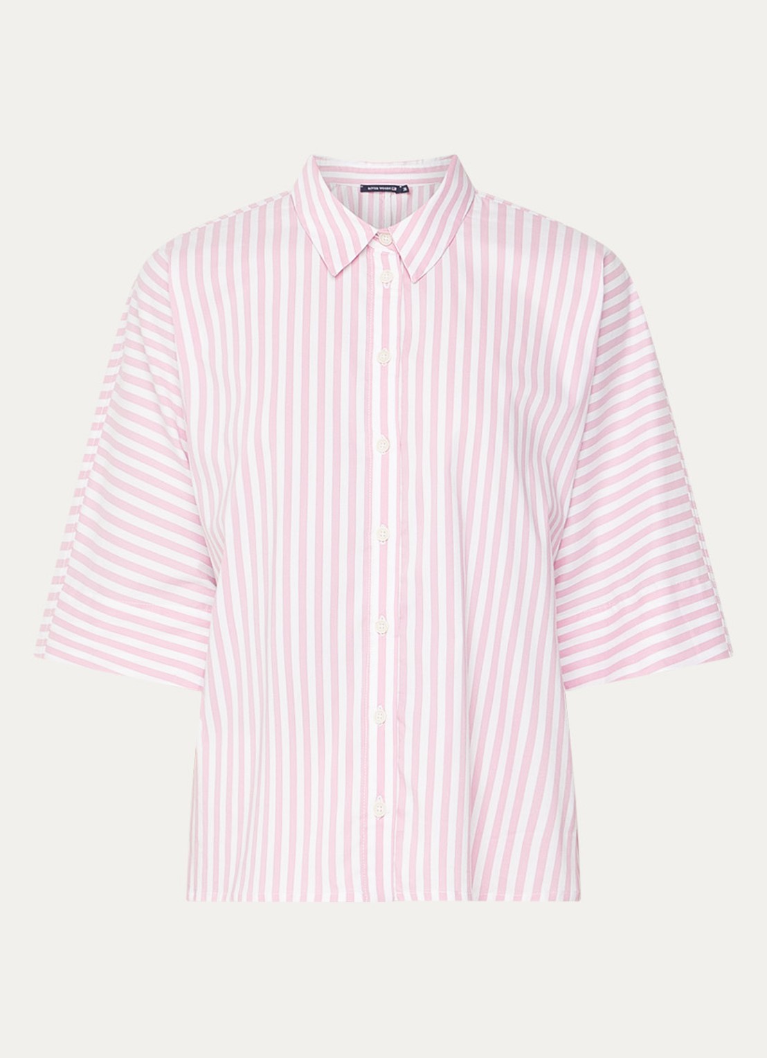 River Woods Blouse met streepprint - voorkant 3 lichtroze