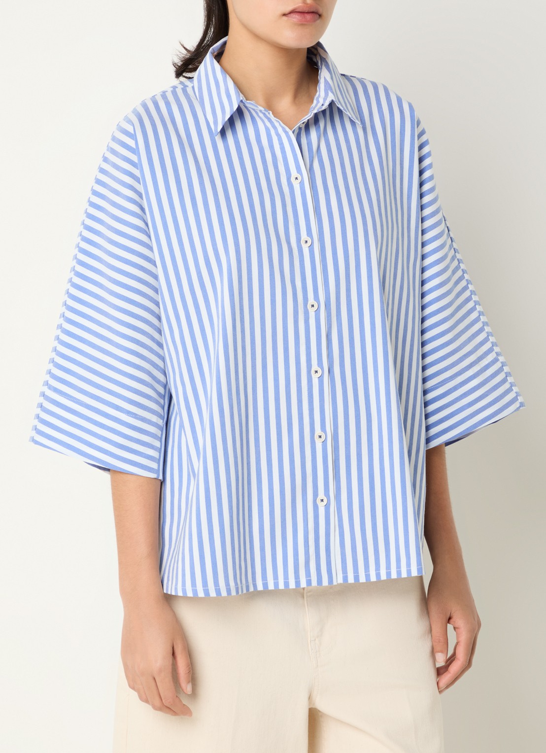 River Woods Blouse met streepprint - detail 4 blauw