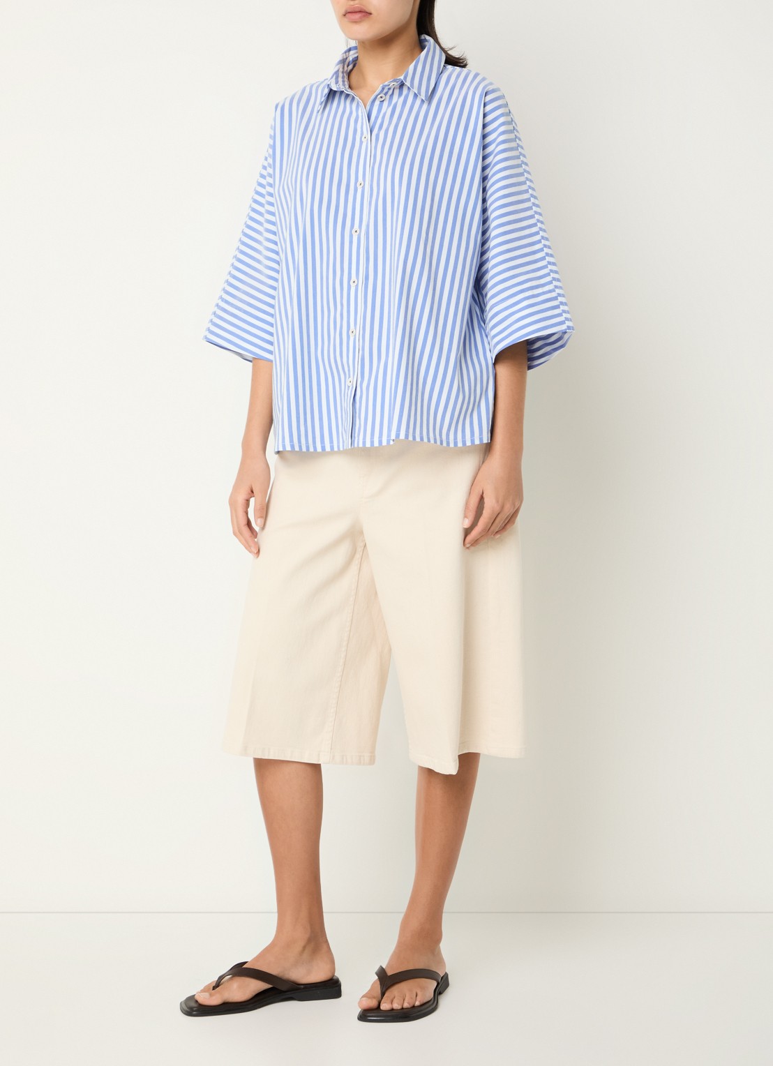 River Woods Blouse met streepprint - voorkant 2 blauw