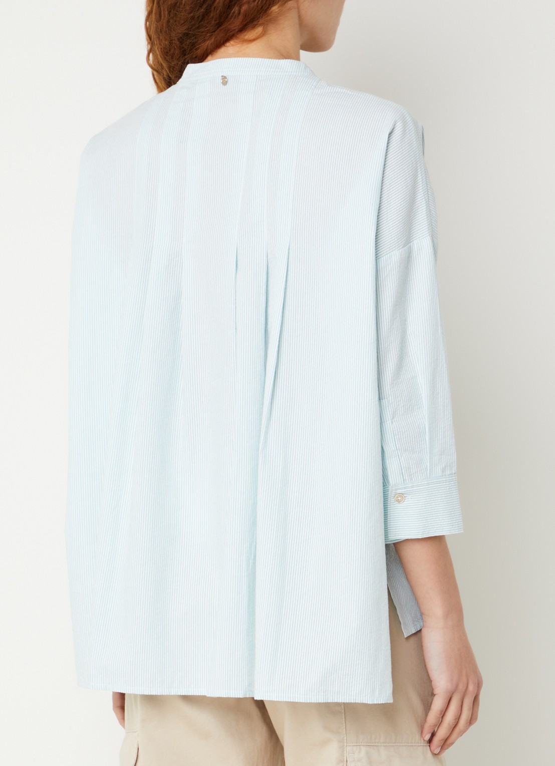 River Woods Blouse met streepprint - achterkant 3 groen