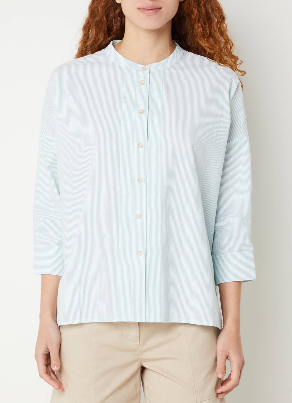 River Woods Blouse met streepprint - detail 4 groen