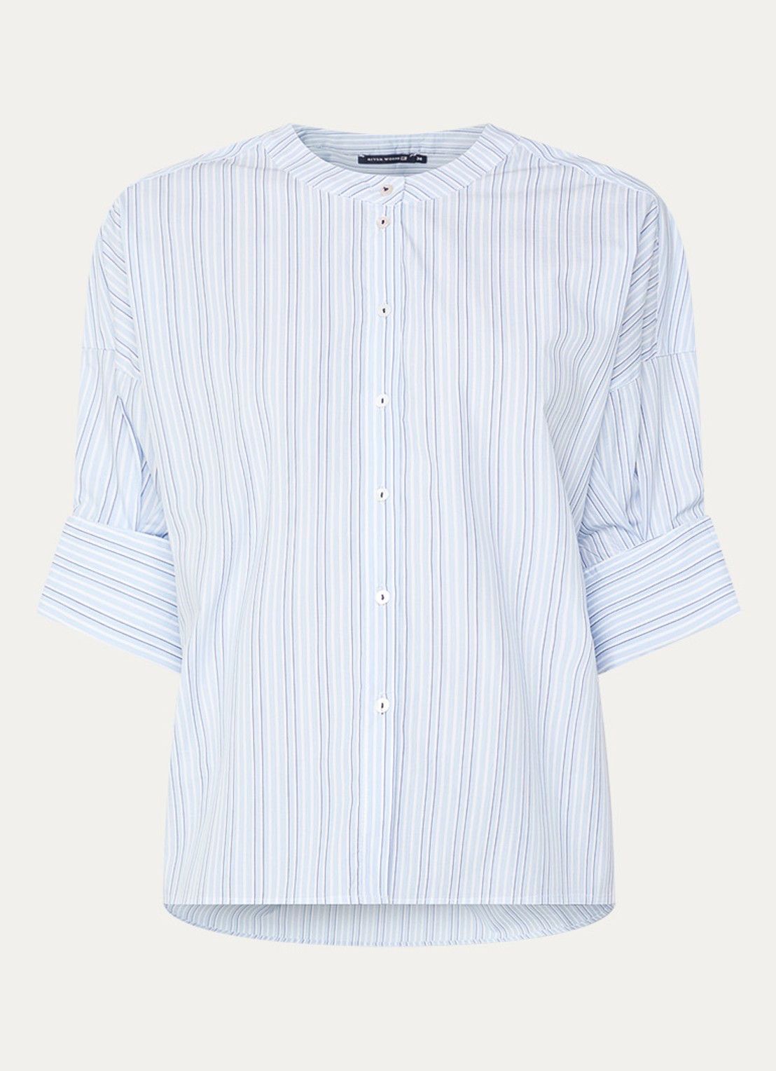 River Woods Blouse met streepprint - voorkant 2 blauw