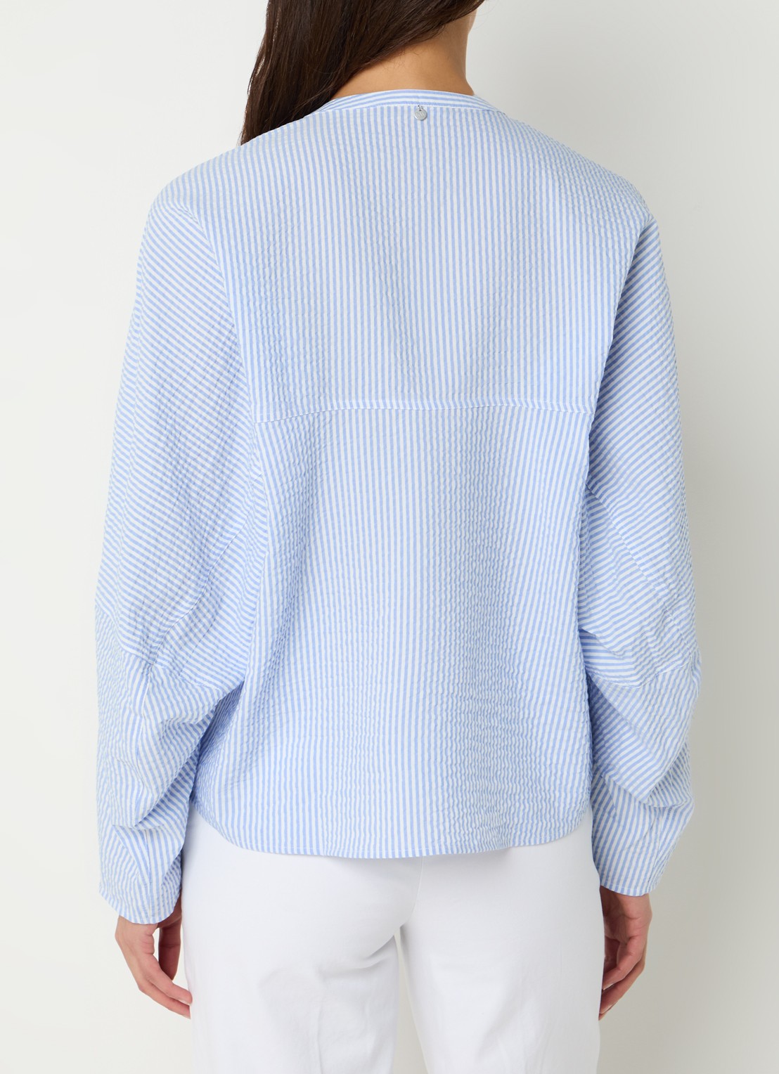 River Woods Blouse met streepprint - achterkant 3 lichtblauw