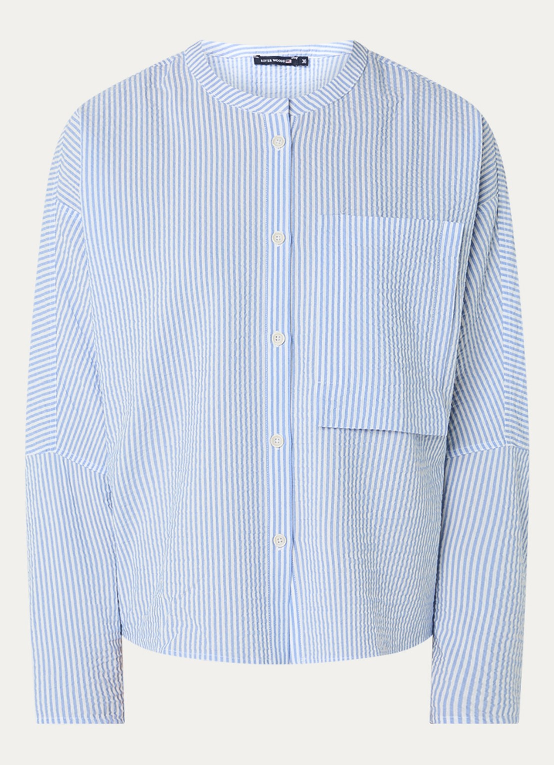 River Woods Blouse met streepprint - voorkant lichtblauw