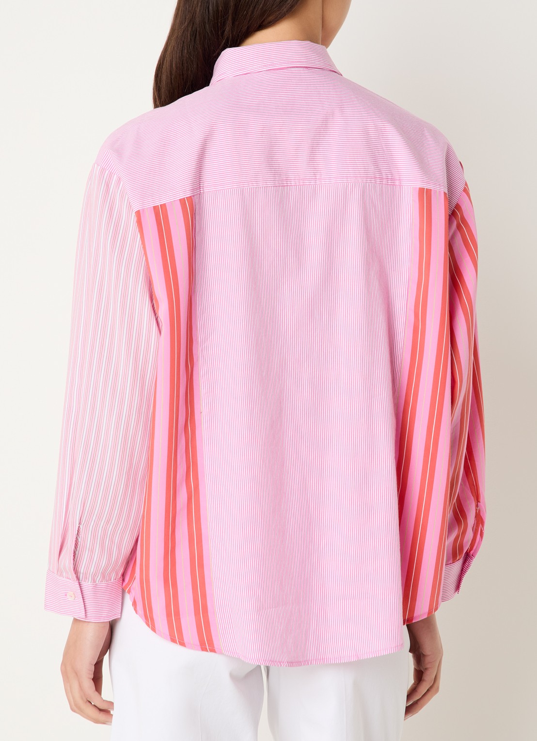 River Woods Blouse met streepprint - achterkant roze