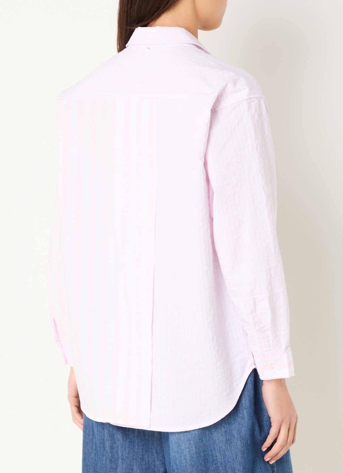 River Woods Blouse met streepprint - achterkant lichtroze