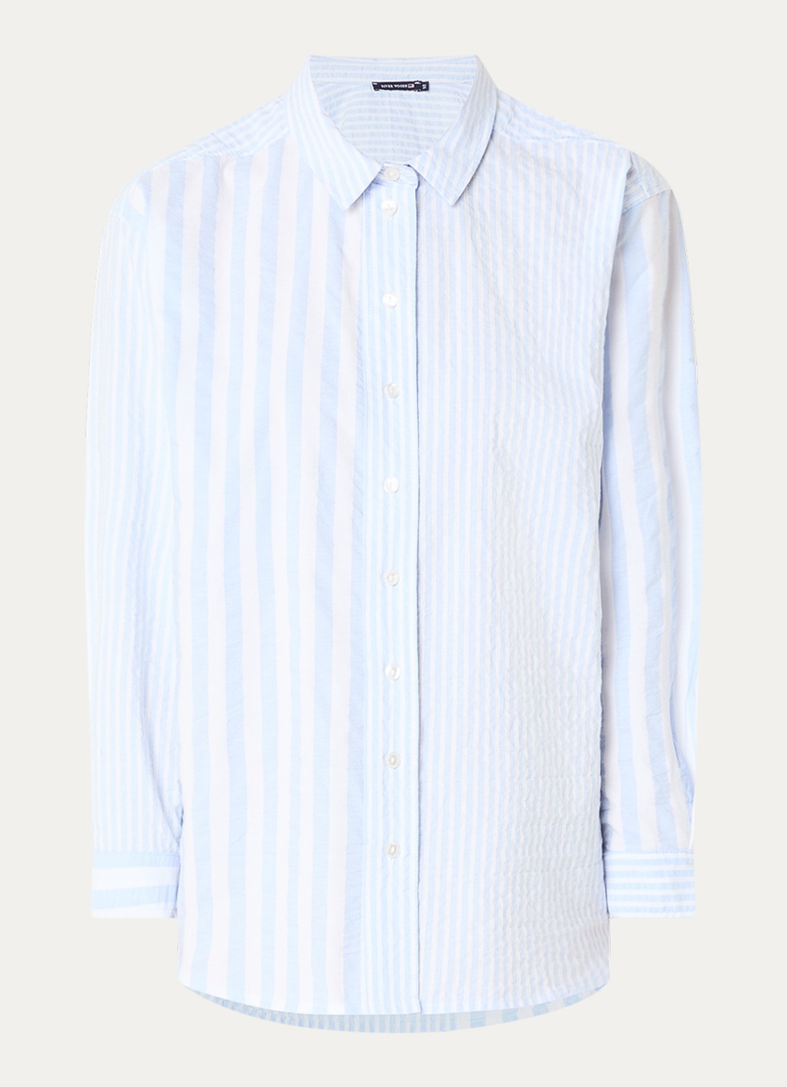 River Woods Blouse met streepprint - voorkant lichtblauw