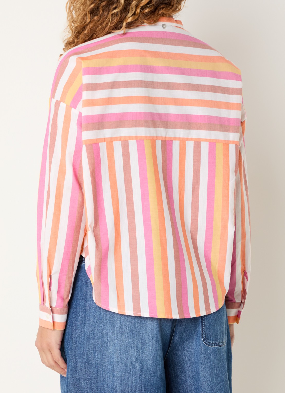 River Woods Blouse met streepprint - achterkant 3 roze