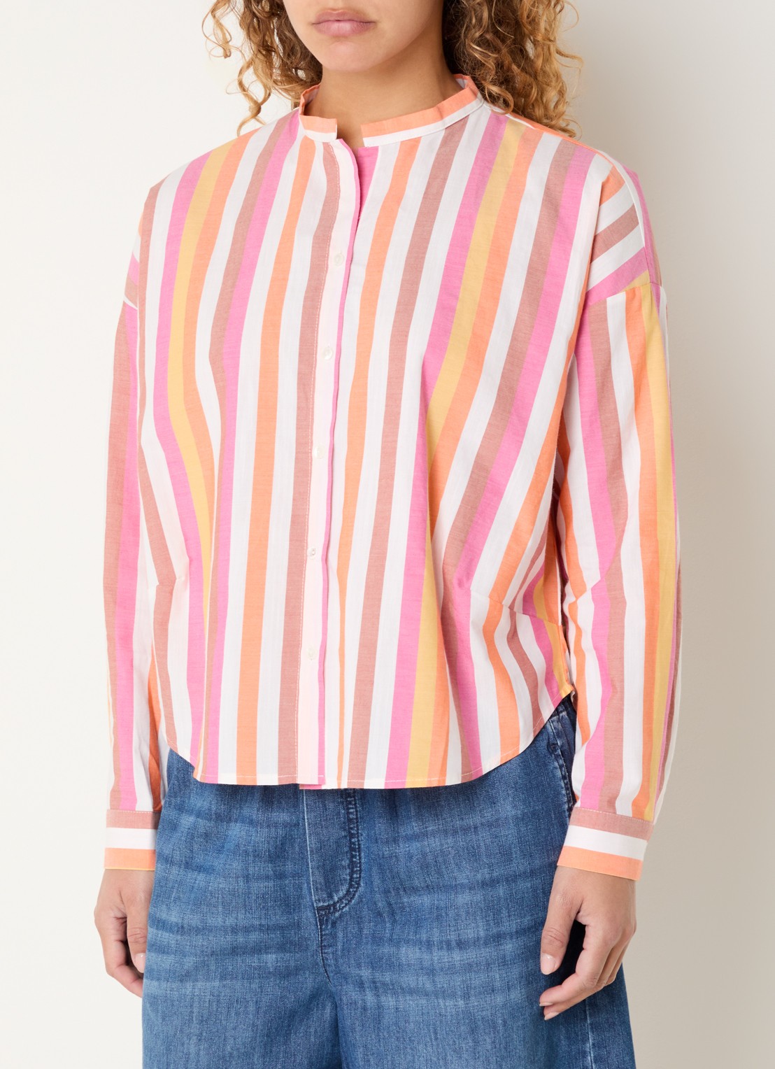 River Woods Blouse met streepprint - detail 4 roze