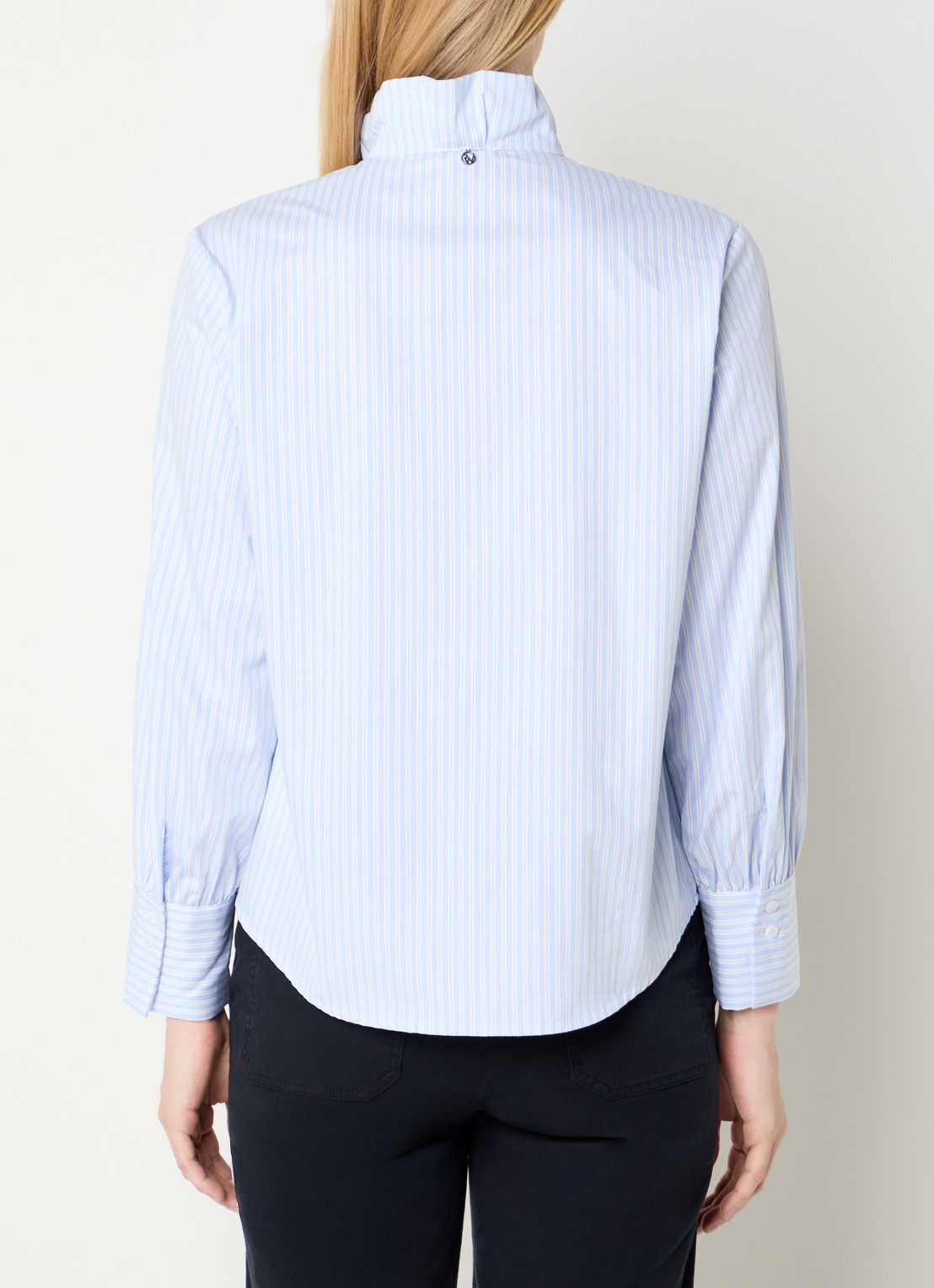 River Woods Blouse met streepprint - achterkant 4 blauwgrijs