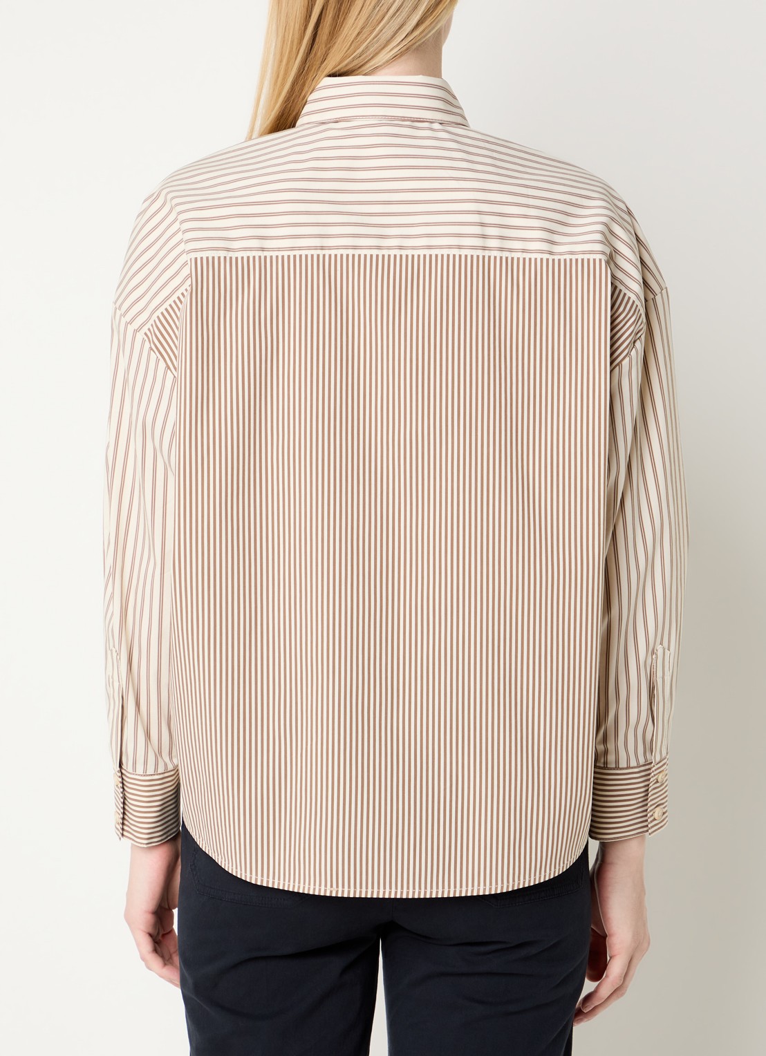 River Woods Blouse met streepprint - achterkant hazelnootbruin