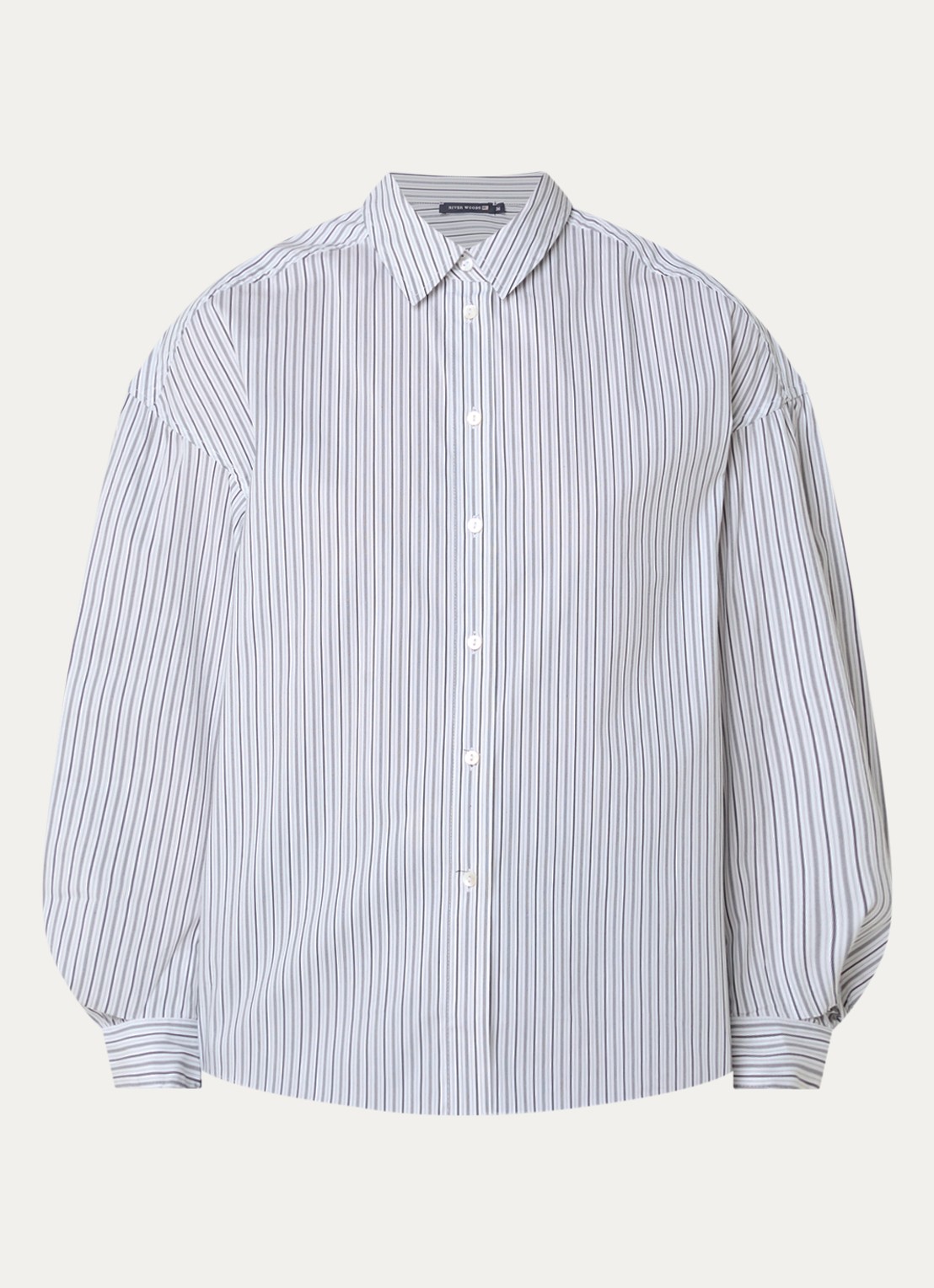 River Woods Blouse met streepprint - voorkant 3 wit
