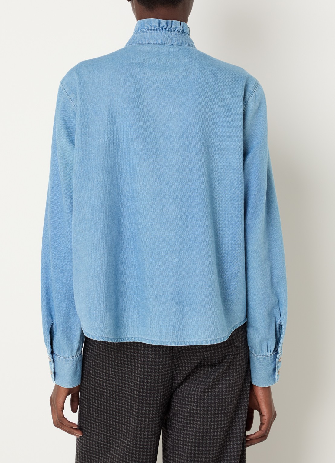 River Woods Blouse van chambray - achterkant 2 lichtblauw