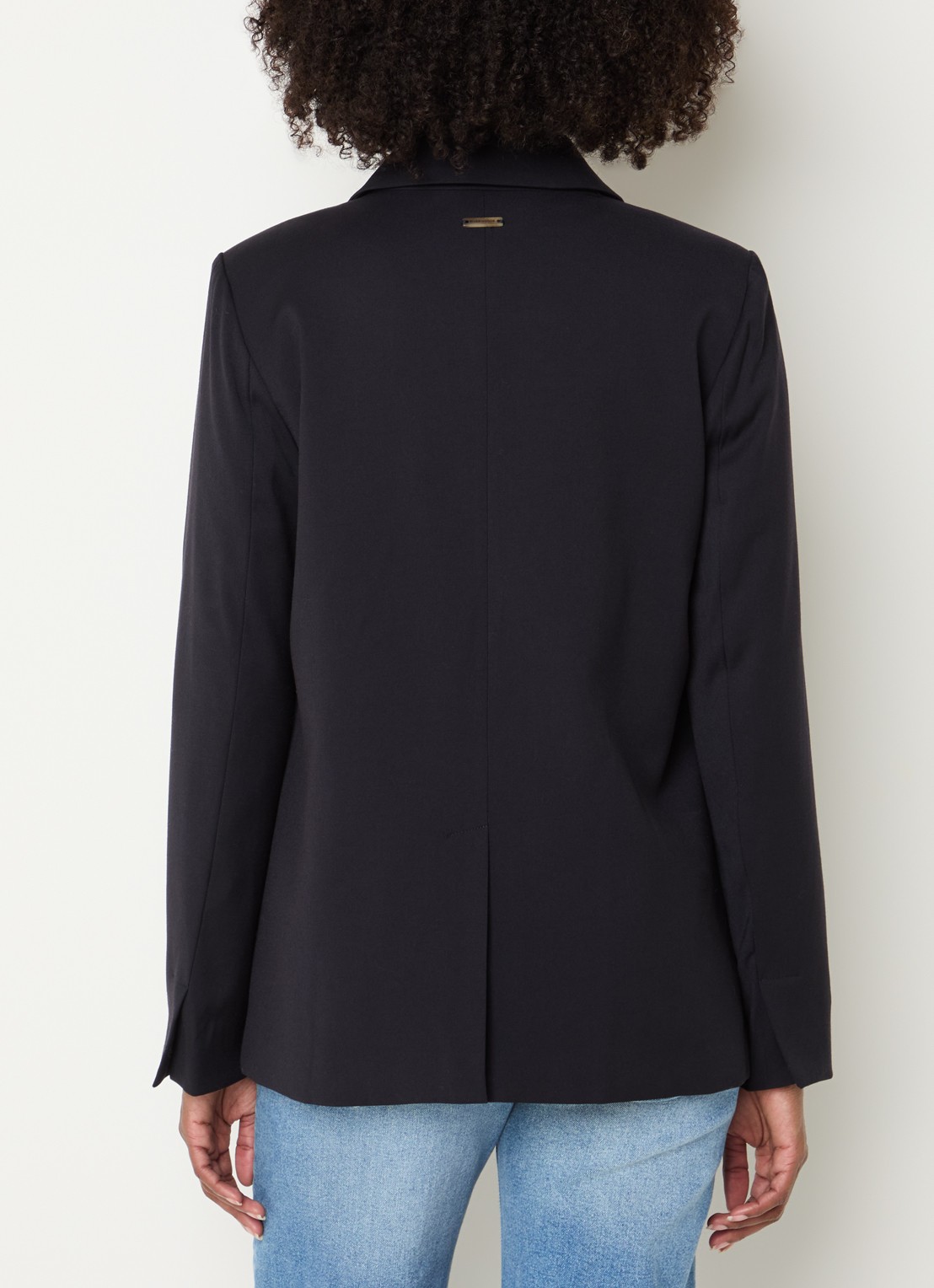 River Woods Double-breasted blazer in wolblend met klepzakken - achterkant 3 donkerblauw
