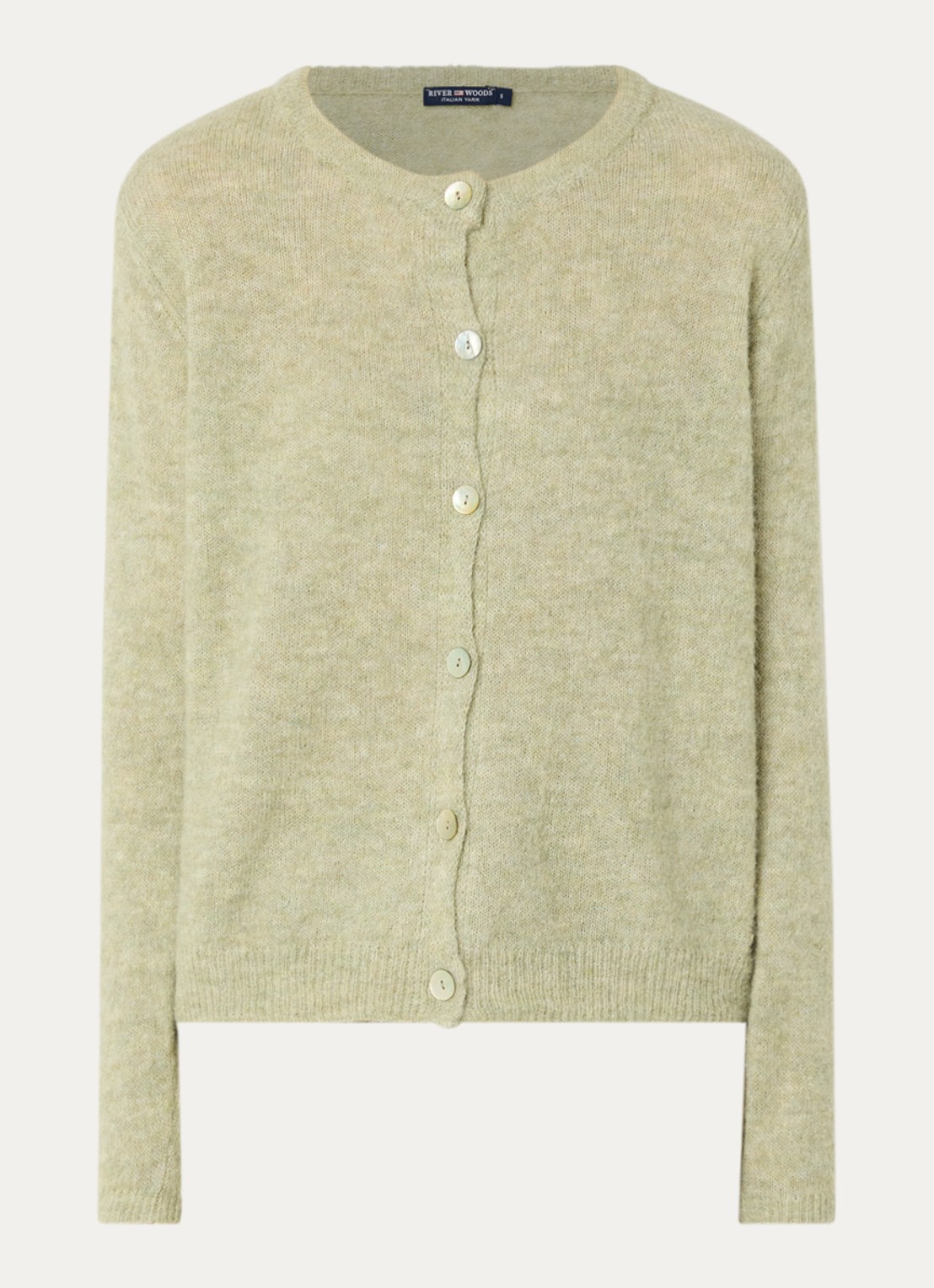 River Woods Fijngebreid vest in alpaca wolblend - voorkant 2 lindegroen