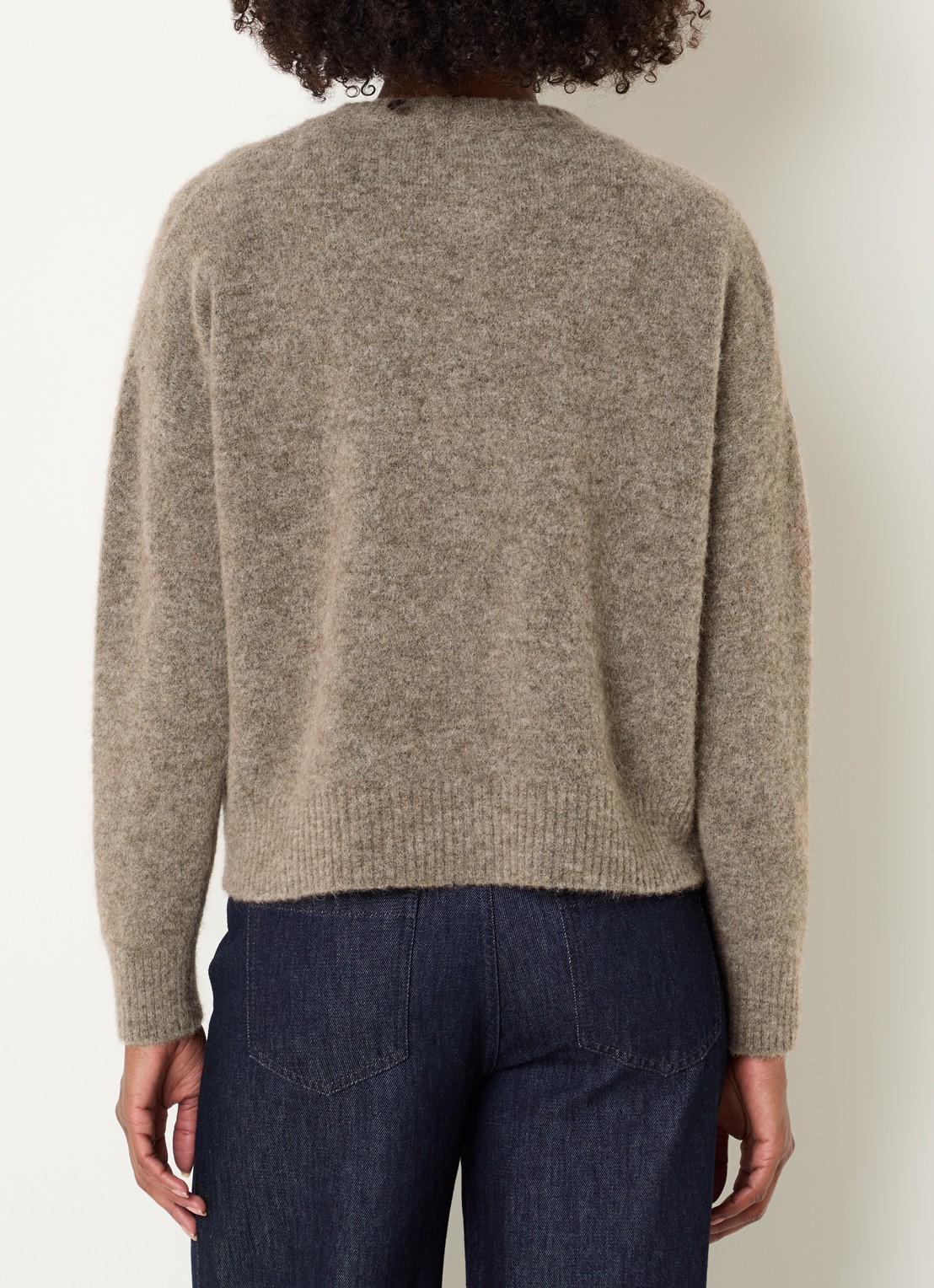 River Woods Fijngebreid vest in alpaca wolblend - achterkant 2 donkerbeige