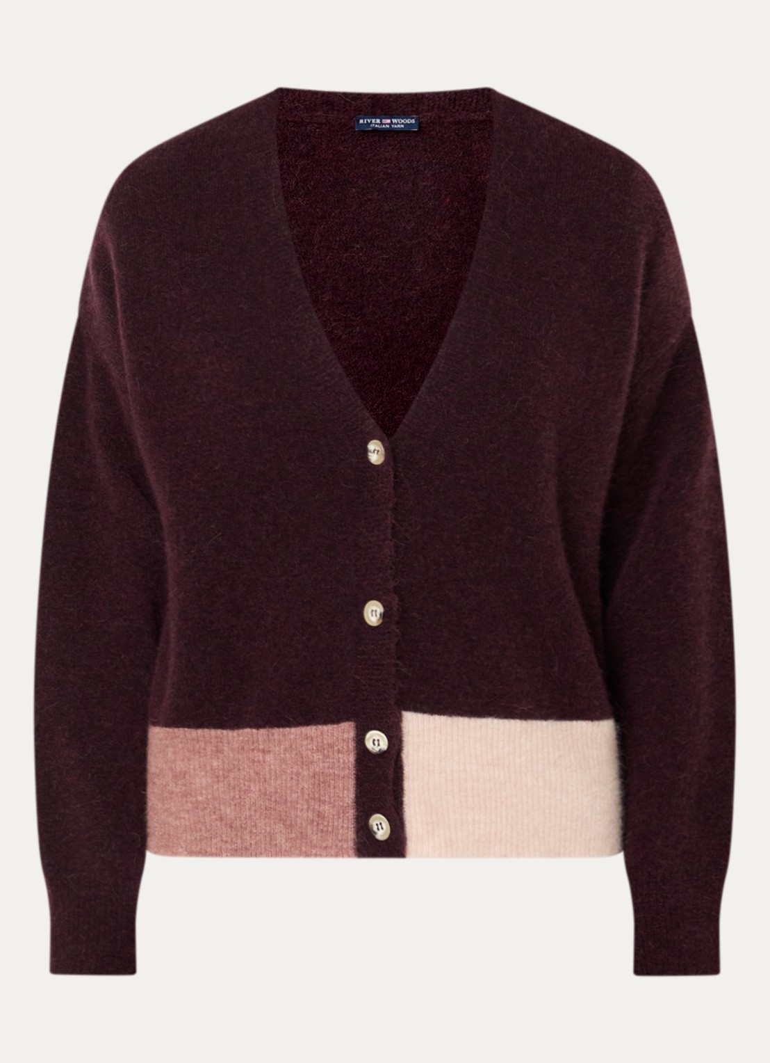 River Woods Fijngebreid vest in alpaca wolblend - voorkant 2 bordeauxrood