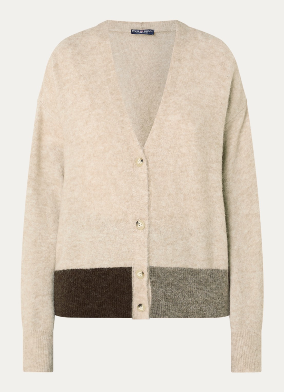 River Woods Fijngebreid vest in alpaca wolblend - voorkant 2 zand