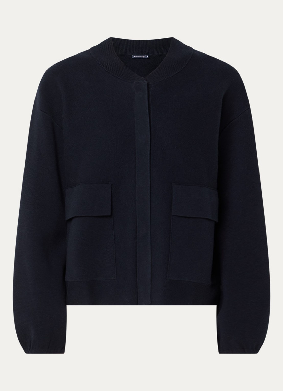 River Woods Fijngebreid vest met klepzakken  - voorkant 2 donkerblauw