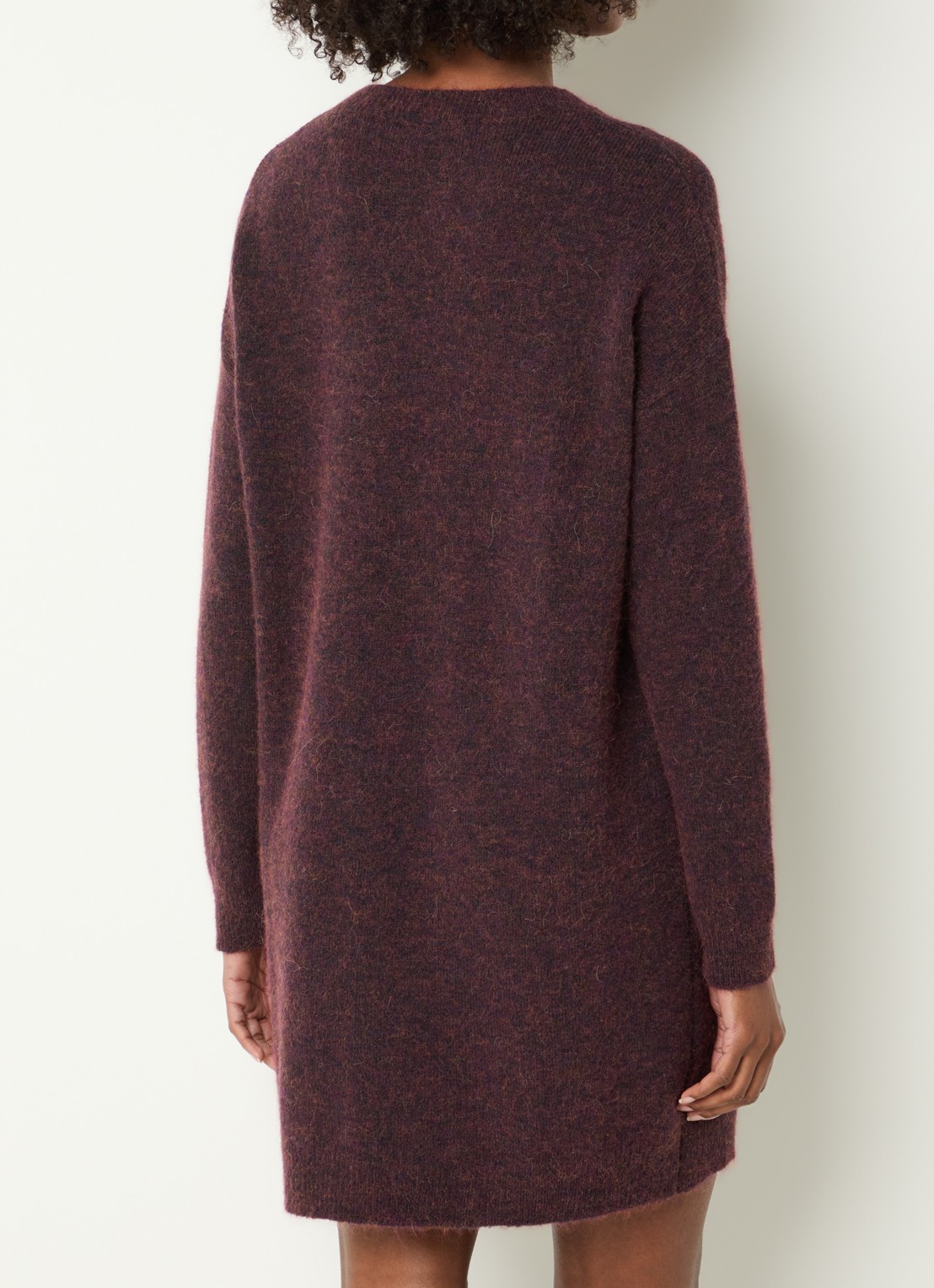 River Woods Fijngebreide mini trui-jurk in alpaca wolblend - achterkant 2 bordeauxrood