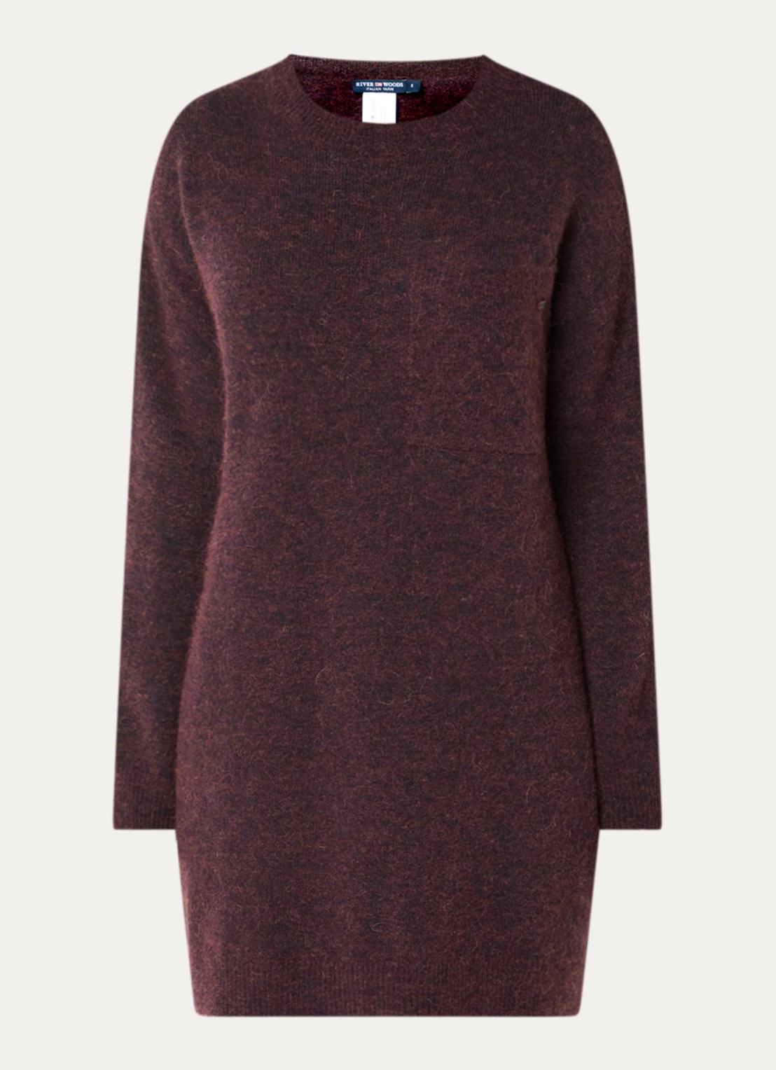 River Woods Fijngebreide mini trui-jurk in alpaca wolblend - voorkant 3 bordeauxrood