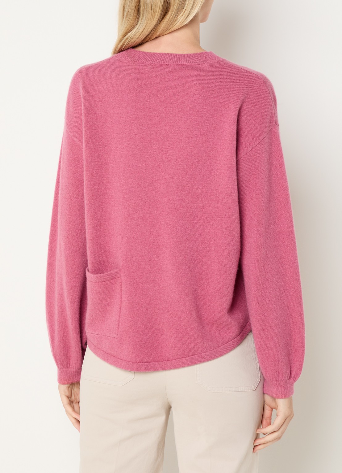River Woods Fijngebreide pullover van wol met ronde hals - achterkant 4 roze