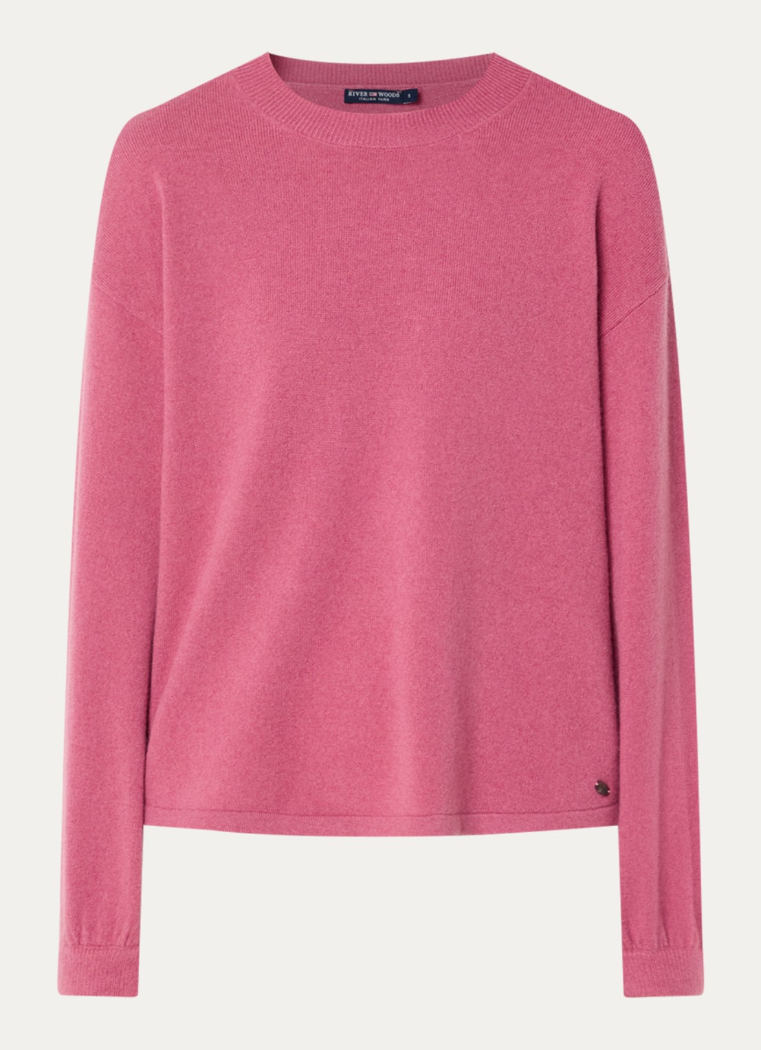 River Woods Fijngebreide pullover van wol met ronde hals - voorkant 2 roze