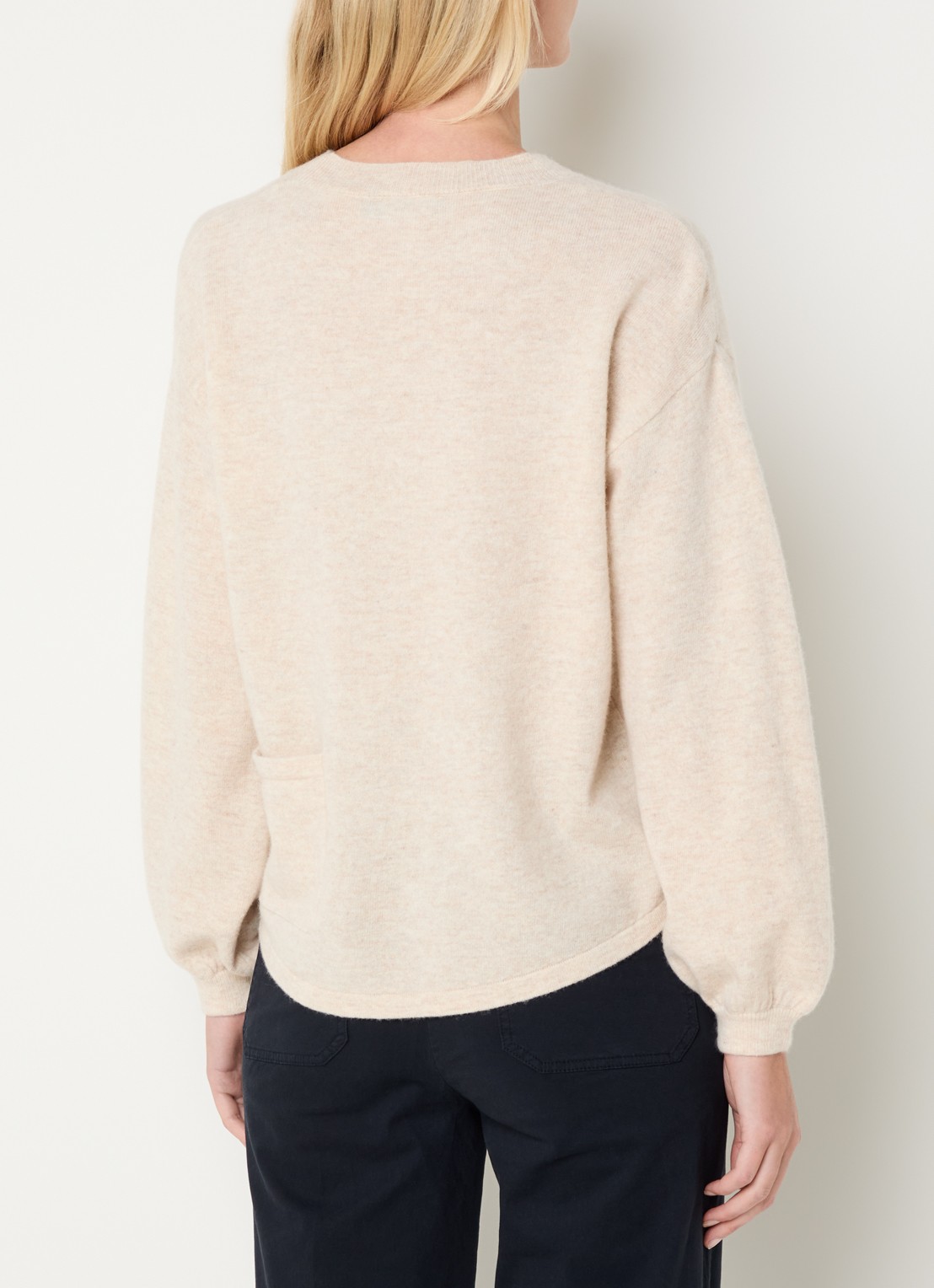 River Woods Fijngebreide pullover van wol met ronde hals - achterkant 2 creme