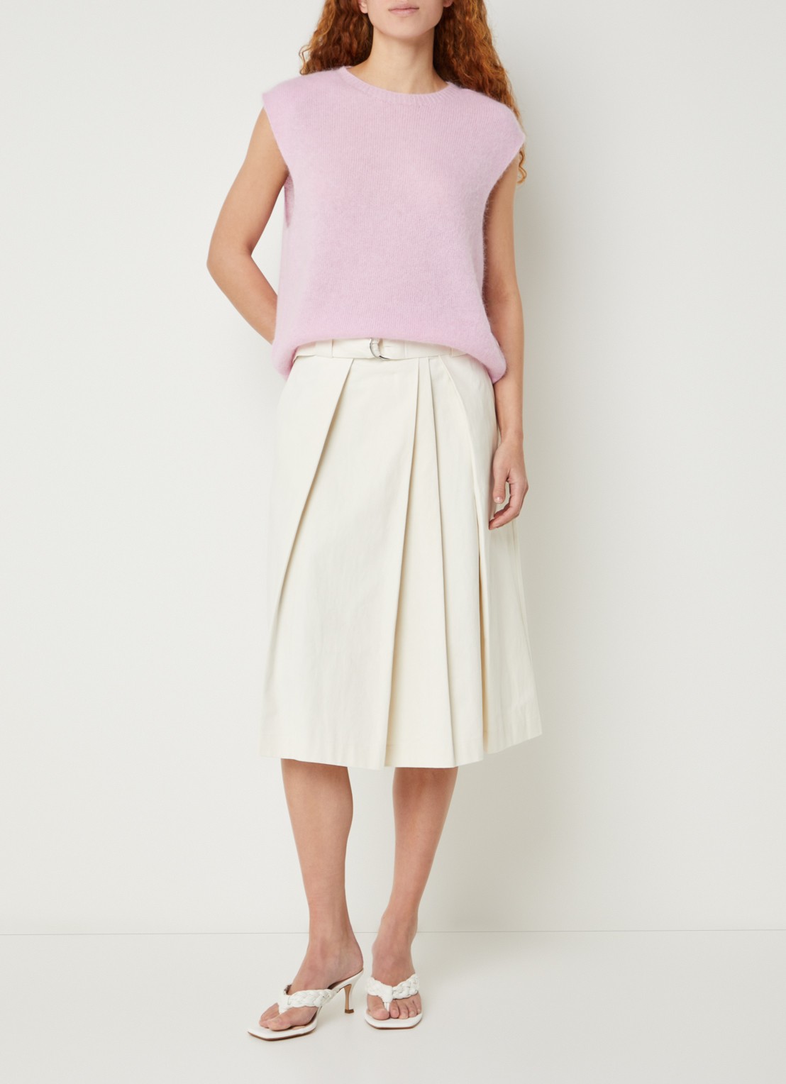 River Woods Fijngebreide spencer in alpaca wolblend - voorkant 2 roze