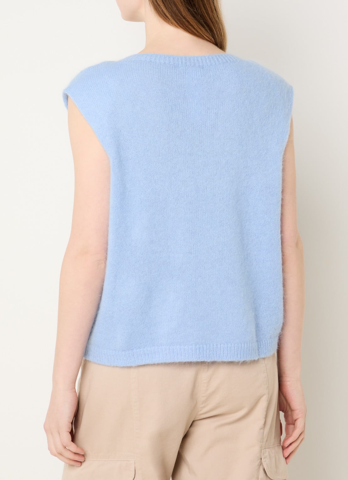 River Woods Fijngebreide spencer in alpaca wolblend - achterkant blauwgrijs